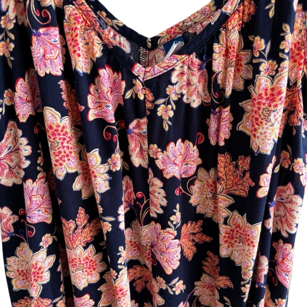 Old-Navy Tie-Shoulder Floral Print All Day Midi Swing Dress Size Small Casual - Picture 5 of 14